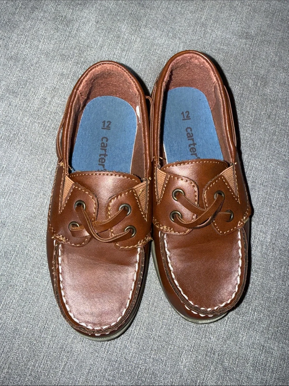 Carter's Brown Leather Slip-On Boat Shoes for Kids